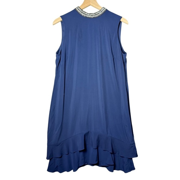 Donna Ricco Womens Navy Blue Jewel Neck Sleeveless Swing Cocktail Dress size 14 - Picture 1 of 12